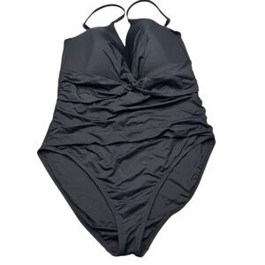 La Blanca Women's Island Goddess Twist Keyhole One Piece Swim Black Size 14